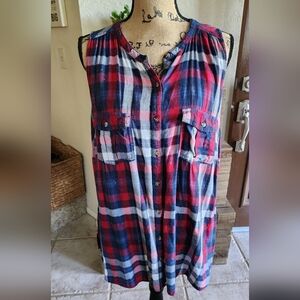 Maurices Plaid Sleeveless Button-Up Top